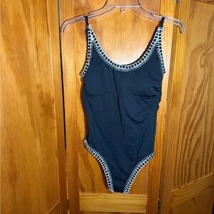 Gianni Bini Black Swimsuit with White Crochet Accents Size M